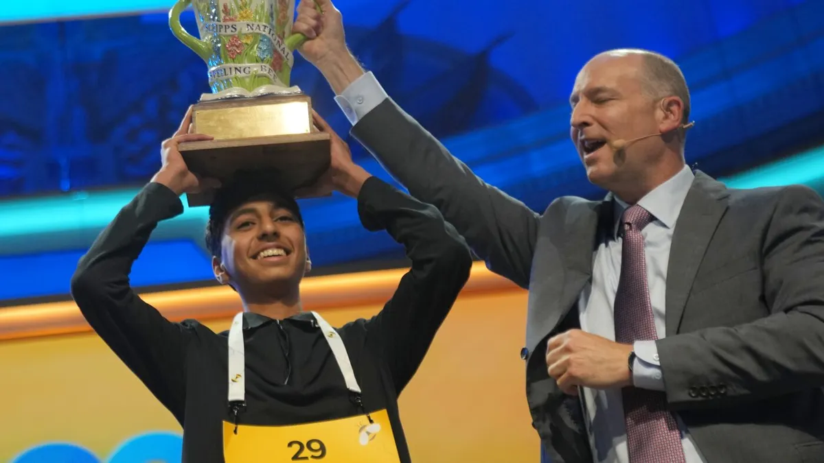 Shrey Parikh, 14, wins the Scripps Spelling Bee after a nail-biting 'spell-off'